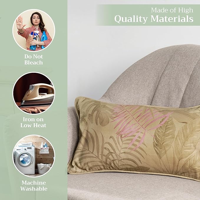 Maison d' Hermine Decorative Pillow Covers 12x20 Inch Rectangle 100% Cotton Throw Pillow Covers with Invisible Zipper for Living Room Couch, Chair, Sofas, Bedroom, Home (Creole - Olive Grey)