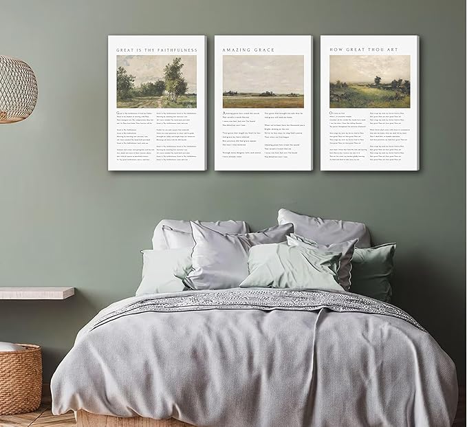 Christian Bible Canvas Wall Art How Great Thou Art Hymn Verse Painting Picture Wall Decor Vintage Scripture Religious Faith Poster Print for Living Room Bedroom Church Scene Home Decorate