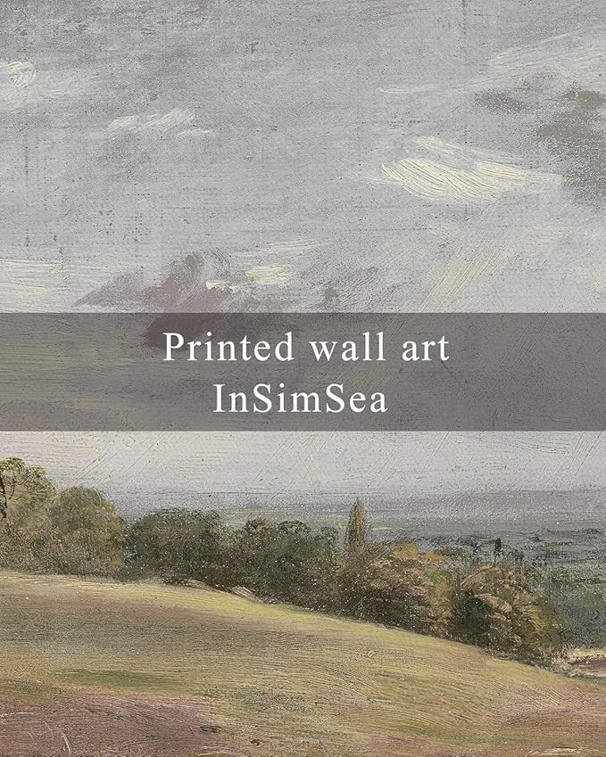 InSimSea Framed Canvas Wall Art Vintage Decor, Large Farmhouse Nature Scenery Clouds Valley Grassland Pictures Prints, Classical Retro Paintings Home Decor for Living Room Bedroom Office, 16"x24"