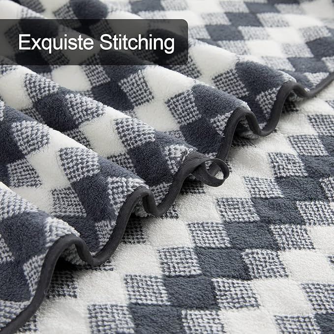 Grey Bath Towels Set of 4, Towels Large Bathroom 35X70in 600 GSM Quick Dry Towel Microfiber Thick Bath Towel Diamond Pattern Super Soft Absorbent Bath Sheets Towels for Adults Bathroom Spa Hotel