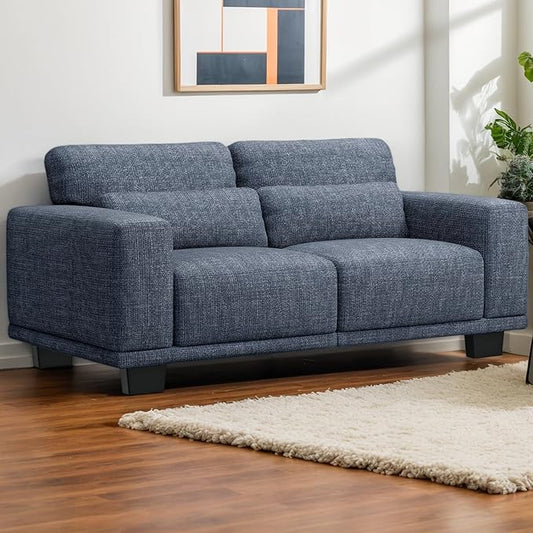 Marsail 65" Sofa Couch, 2-Seater Couches with Wide Armrests & Deep Cushions, Modern Linen Fabric Sofas for Living Room, Comfy Upholstered Couch with Removable Washable Covers, Blue