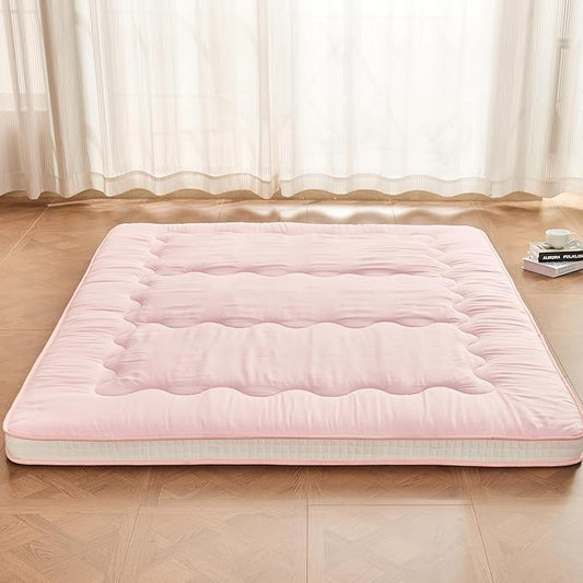 Dr.Futon Japanese Floor Futon Mattress Extra Thick Folding Roll Up Bed Topper Mat for Guest,Lounger and Tavel