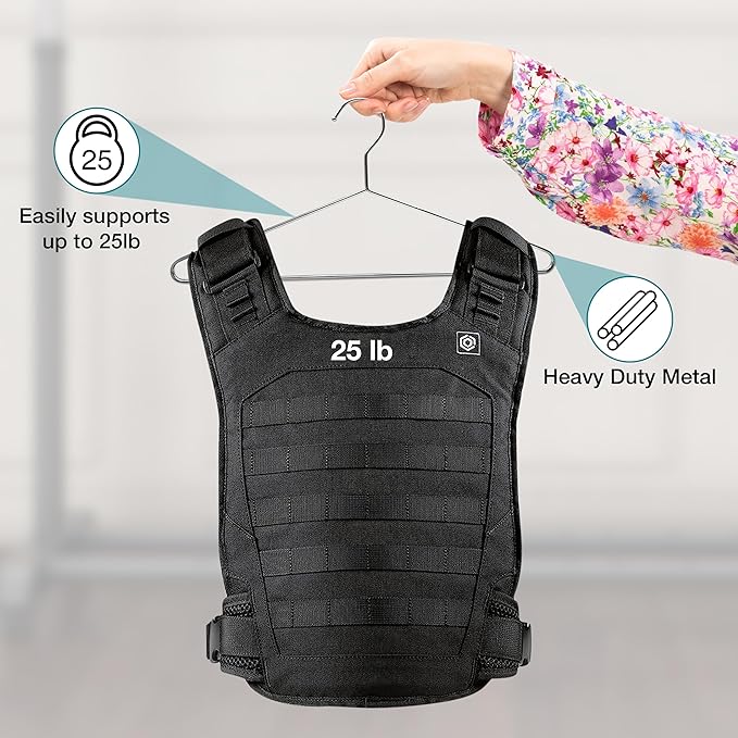 Luxurious Hanger Set Heavy Duty Metal Hangers with Unique Hook Design Durable & Sturdy Coat Hangers 4mm Thick Withstands 25lbs Weight Smooth Finish Compact Shirt Hangers - 10 Pack Chrome