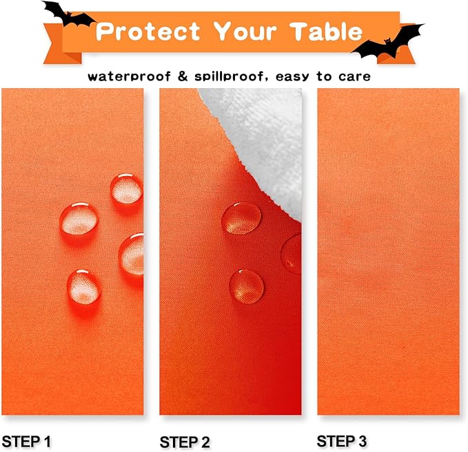 Hiasan Pumpkin Orange Square Tablecloth - Waterproof and Spillproof Restaurant Washable Polyester Table Cloth for Dining Room, 30 x 30 Inch