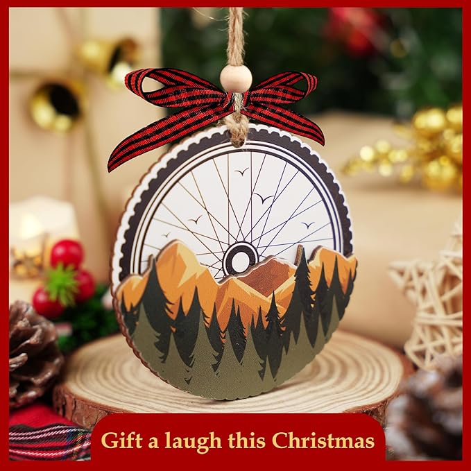 Mountain Bike Ornament - 2 Layer Bicycle Christmas Ornament - Biker Gifts for Men, Women - Gifts for Bikers - Gift for Cyclist - Mountain Bike Gift for Men - Biking Ornament for Christmas Tree