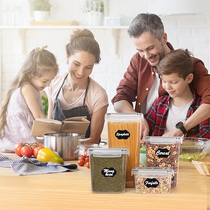 Vtopmart Airtight Food Storage Containers Set with Lids, 15pcs BPA Free Plastic Dry Food Canisters for Kitchen Pantry Organization and Storage, Dishwasher safe,Include 24 Labels, Grey