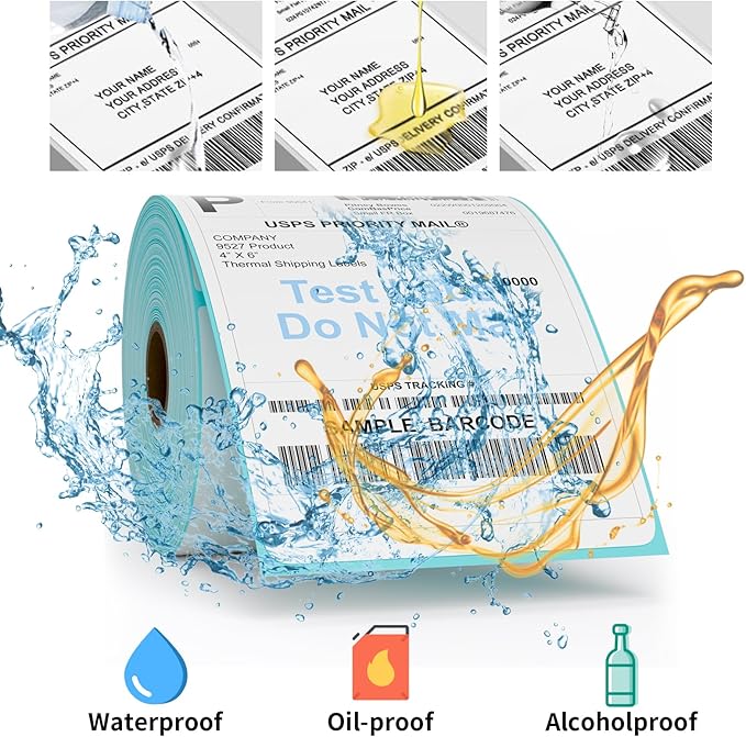9527 Product 4" x 6" Direct Thermal Shipping Labels for Zebra 2844 ZP-450 ZP-500 ZP-505 Thermal Printers,Blank Direct Thermal Labels 8 Rolls 3600 Labels, 450 Labels/Roll 1" Core