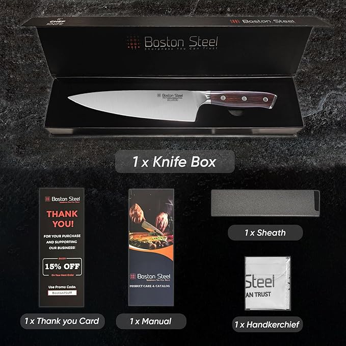 Chef Knife 8 Inch – Ultra Sharp High Carbon Stainless Steel Kitchen Knife, Professional 8” Chef’s Knife with Ergonomic Handle, for Home & Restaurant with Gift Box, Culinary Cooking Knife
