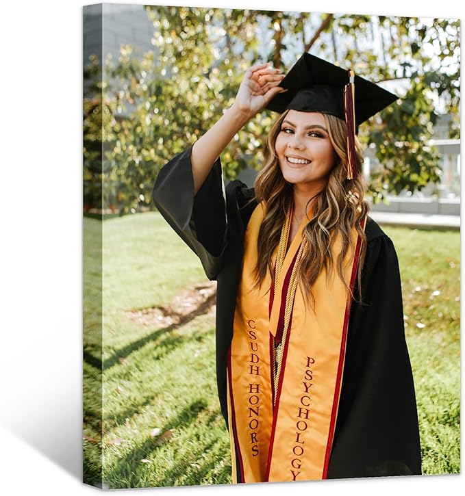 Custom Graduation Canvas Prints with Your Photos,Graduation Decorations, Personalized Graduation Canvas Wall Art Gifts Idea for Daughter, Son, Sibling or Friend (12" X 16")