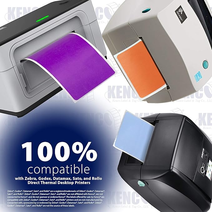 4" X 6" Direct Thermal Perforated Stickers Labels for Shipping Labels, Inventory, and Color Coding - Compatible with Zebra, Rollo, Godex and More (Purple, 48 Rolls)