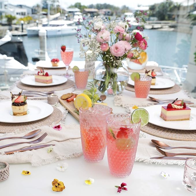 BELLAFORTE Shatterproof Tritan Plastic Tall Tumbler, Set of 4, 19oz - Laguna Beach Drinking Glasses - Unbreakable Tritan Drinking Glasses for Parties - BPA Free - Pink