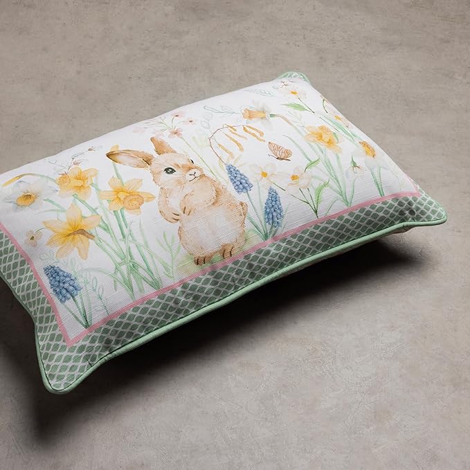 Maison d' Hermine Decorative Pillow Cover 100% Cotton 12"x20" Rectangular Washable Cushion Covers with Invisible Zipper for Couch, Bedroom, Home, Easter Dew