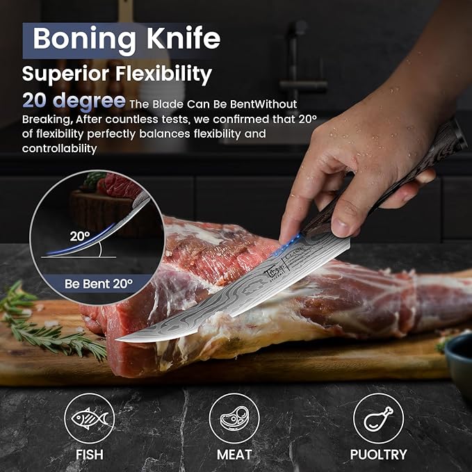 Butcher Knife Set, 3 PCS Kitchen Knife for Meat Cutting, Cleaver, Breaking & Boning Knife, Japanese Style High Carbon Steel Kitchen Knife for Chopping, Slicing, Deboning, House Warming Gifts