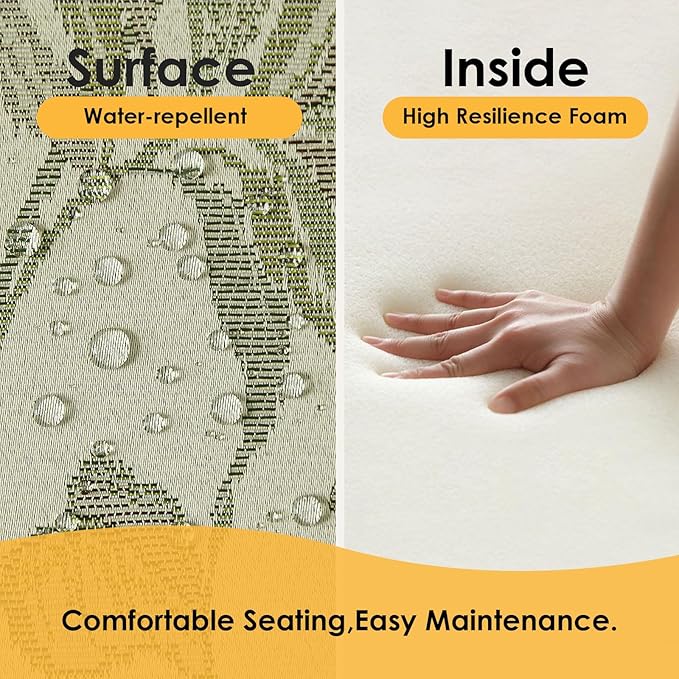 Outdoor Square Corner Seat Cushion, 18.5"x16"x3", Set of 4, Non Slip Seat Cushion Pads with Removable Cover for Patio Furniture, Garden Yard Lawn, Dark Green Vine