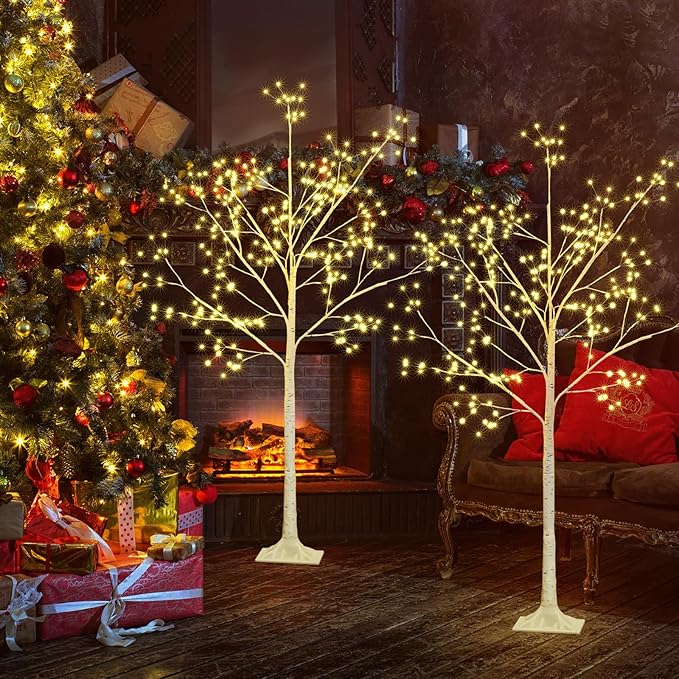 288 LED Birch Tree Lighted with Remote Control, Electric Plug in DIY Artificial Tree Lights, Fairy Spirit Tree lamp for Home Bedroom Christmas Party Indoor Decor Lights (Warm White)