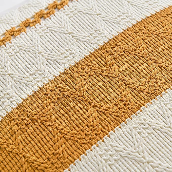 Fancy Homi Set of 2 Mustard Yellow Fall Decorative Throw Pillow Cover 16x16 Inch for Couch Bed Sofa, Autumn Halloween Thanksgiving Home Decor, Soft Cotton Aesthetic Cushion Case