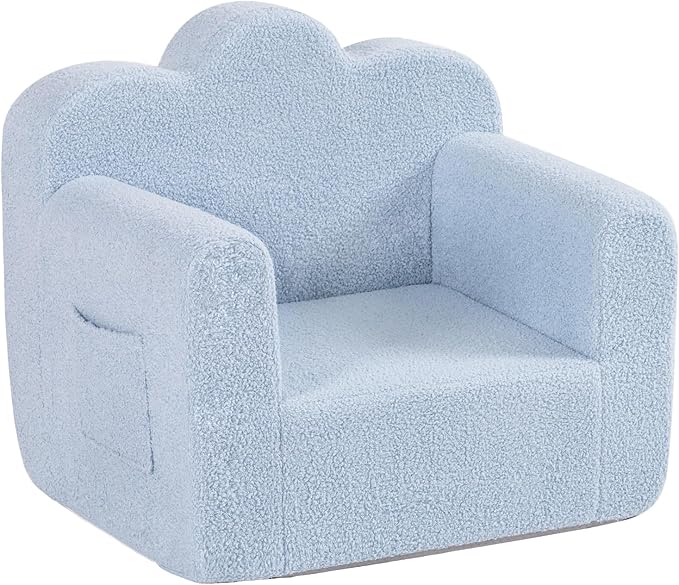 Tiita Kids Couch Plush Toddler Chair, Cloud-Like Glow in The Dark Kids Sofa Toddler Reading Chair with Washable Cover Carrying Handle, Convertible Children Sofa Chair for Girls and Boys