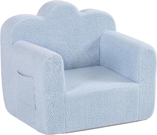 Tiita Kids Couch Plush Toddler Chair, Cloud-Like Glow in The Dark Kids Sofa Toddler Reading Chair with Washable Cover Carrying Handle, Convertible Children Sofa Chair for Girls and Boys