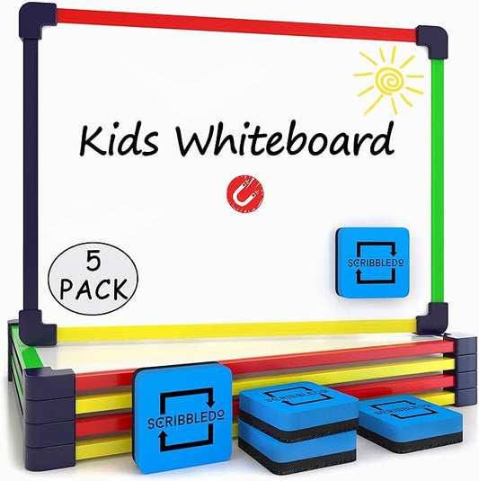 5 Pack Small White Board Dry Erase Board for Kids Portable 9"x12" Drawing Magnetic Mini Whiteboard White Board for Students Teachers School Supplies Lapboard Small Dry Erase Board for Kids & Erasers