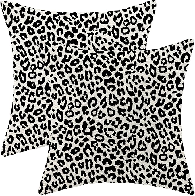 Leopard Print Pillow Covers 20x20 Pack of 2 Black Animal Pattern Cheetah Decorative Throw Pillow Cover Outdoor Decor Boho Abstract Modern Pillowcase Farmhouse Linen Cushion Case for Couch Sofa