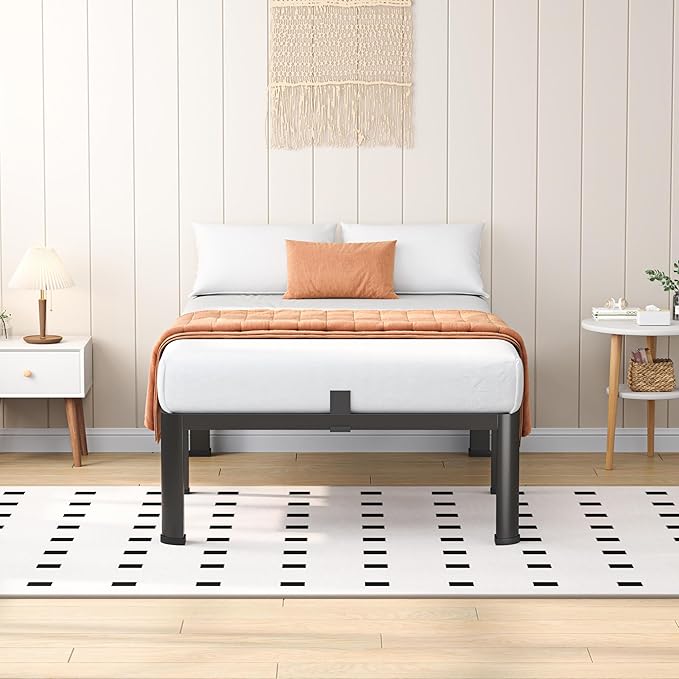 18 Inch Twin XL Heavy Duty 3500 lbs Bed Frame with Round-Corner Legs & Anti-Squeak Design – Quick Assembly Metal Platform, No Box Spring Needed