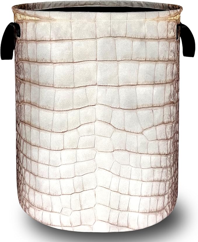 Crocodile Skin Texture Pattern Laundry Basket Foldable Oxford Cloth Laundry Hamper With Handle Portable Clothes Storage Basket 18.9 X 16.5 Inch Storage Bag For Laundry Room/Bathroom/Bedroom