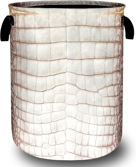 Crocodile Skin Texture Pattern Laundry Basket Foldable Oxford Cloth Laundry Hamper With Handle Portable Clothes Storage Basket 18.9 X 16.5 Inch Storage Bag For Laundry Room/Bathroom/Bedroom