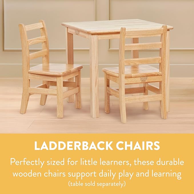 Wooden Ladderback Chairs, 12", Kids Furniture, Natural, 2-Pack