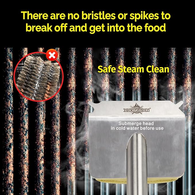 Grill Brush Bristle Free,(Only Replaceable Cleaning Head No Grill Brush)-Yellow