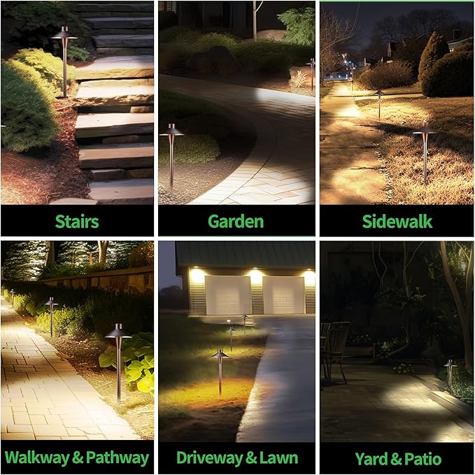 Landscape Path Lights Wired, 3 Lighting Modes LED 12V Low Voltage Pathway Lights, Outdoor Waterproof, 5W 150LM ORB Aluminum for Driveway Yard 10 Pack