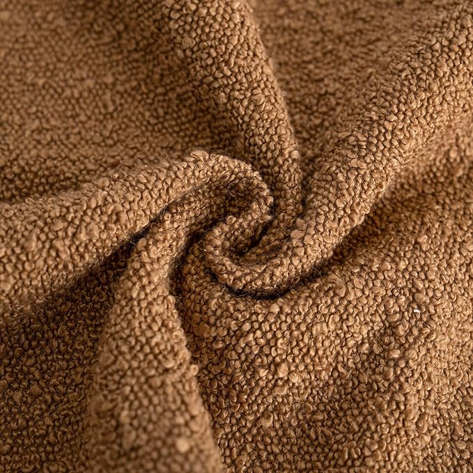 Foindtower Set of 2, Decorative Textured Boucle Throw Pillow Covers Accent Solid Pillow Cases Neutral Soft Couch Cushion Case for Chair Sofa Bedroom Living Room Home Decor 24 x 24 Inch Rust Tobacco