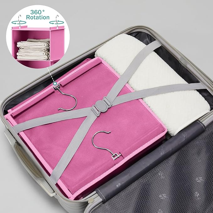 YOUDENOVA Hanging Closet Organizer and Storage, 6-Shelf Closet Hanging Storage Shelves, Light Pink