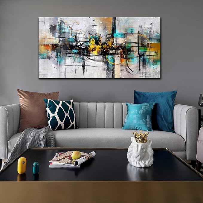SIXTTART Abstract Wall Decor for Living Room - Modern Wall Art for Bedroom Home Office Decor Ready to Hang Size 24" x 48"
