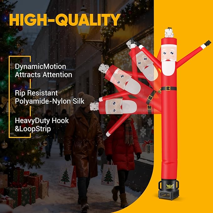 7FT Air Inflatable Waving Tube Man Set with Blower & Wheel, Air Puppet Dance Artist for Mall Opening, Amusement Park, Outdoor Decoration，Christmas