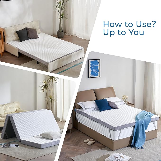 Odorless Foldable Mattress Twin Size 75" x 38" x 4", 4 Inch Folding Foam Mattress with Storage Bag, Trifold Memory Foam Mattress for RV, Guest Bed