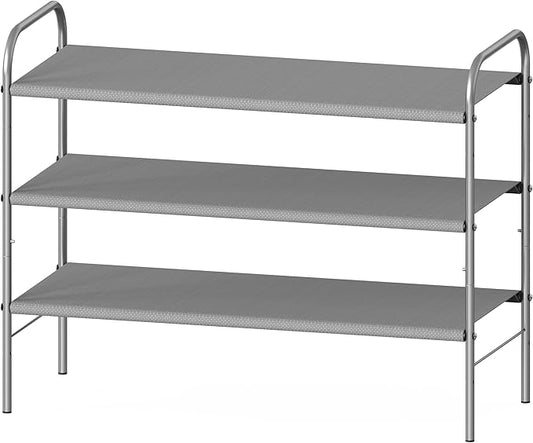 Simple Houseware 3-Tier Shoe Rack Storage Organizer, Grey – Space-Saving Shoe Shelf, Holds 9–16 Pairs, Sturdy Metal Frame, Easy Assembly – Closet, Entryway, Bedroom Shoe Storage Solution