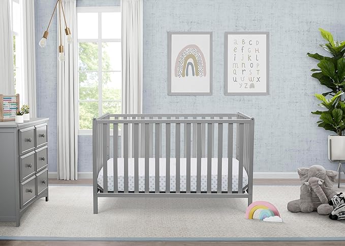 Delta Children Heartland 4-in-1 Convertible Crib - Greenguard Gold Certified, Grey