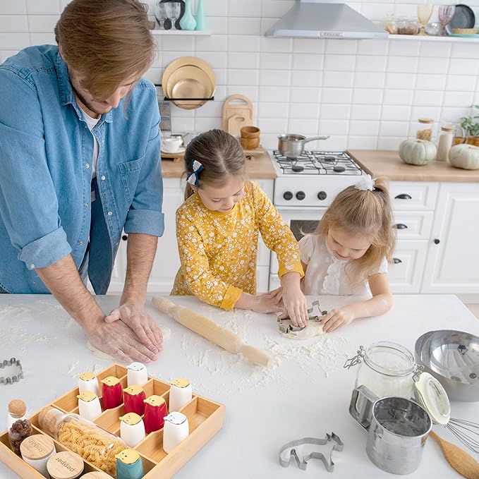 Bellsal Natural Utensil Organizer 12.5 Inch Silverware Organizer for Drawer Utensil Holder Cutlery Organizer Kitchen Drawer Organizer 7 Compartment Small Narrow Bamboo