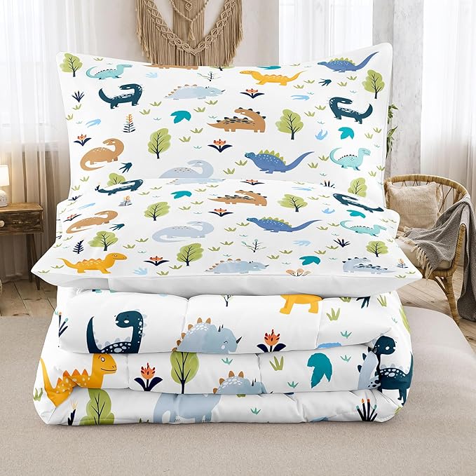 Tailor Shop Queen Dinosaur Kids Bedding Set for Boys, Queen Dinosaur Kids Comforter Sets for Boys, 3 Pieces Soft Lightweight for All Seasons
