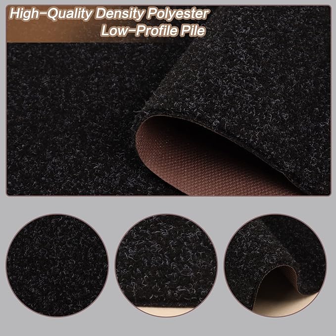 3' x 45' Runner Rugs with Rubber Backing, Indoor Outdoor Utility Carpet Runner Rugs, Black, Can Be Used as Aisle for The RV and Boat, Laundry Room and Balcony