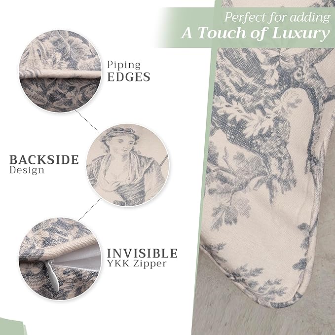 Maison d' Hermine Decorative Pillow Covers 20x20 Inch Square 100% Cotton Throw Pillow Covers with Invisible Zipper for Living Room Couch, Chair, Sofas, Bedroom, Home (The Miller - Paloma Grey)