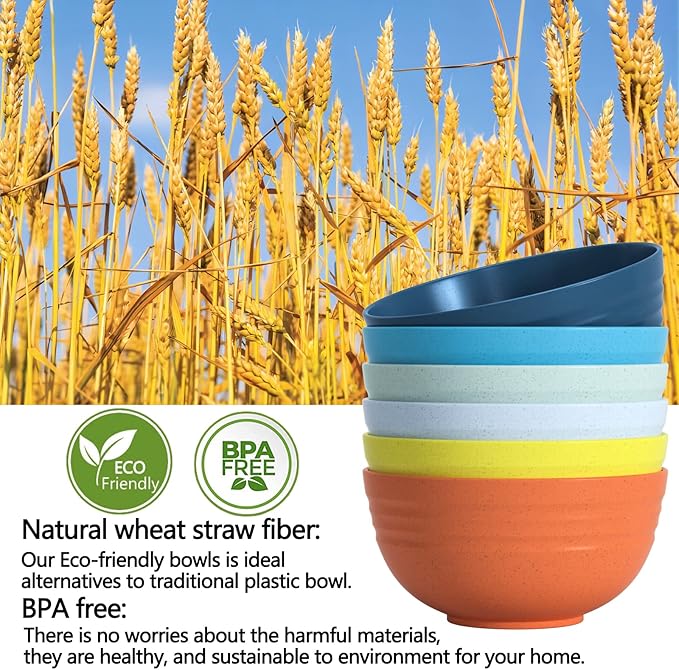 Homestockplus [Set of 6] 68 Oz Salad Bowls Large Serving Bowls Unbreakable Ramen Bowl for Salad, Soup, Ramen, Noodle, Oatmeal, Snack Apply to Kitchen, Freezer,Dishwasher & Microwave Safe