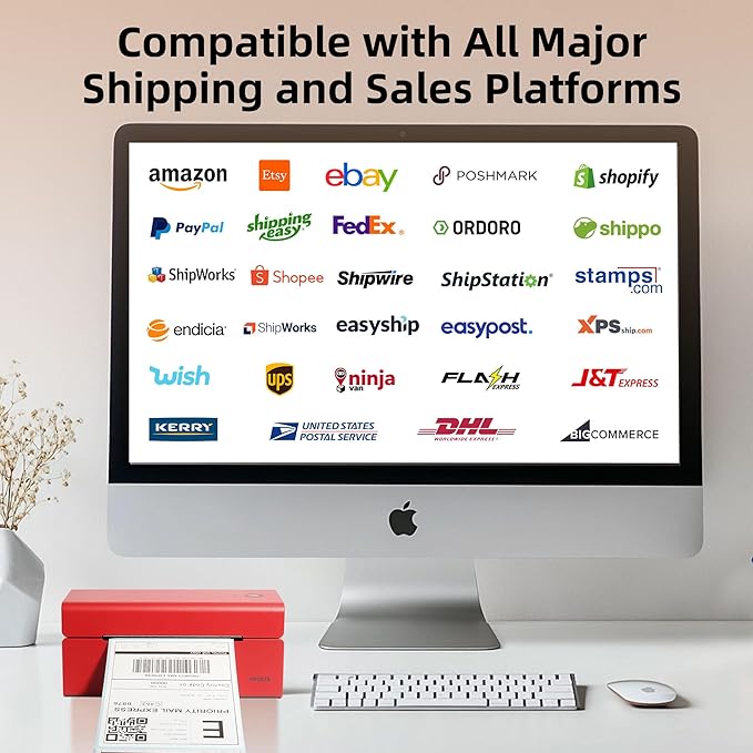 ORGSTA USB Shipping Label Printer - T001 4x6 Thermal Label Printer for Small Business, High Speed Label Printers for Shipping Package, Used for Ebay, Amazon, Shopify, Etsy, USPS, FedEx(USB Only)