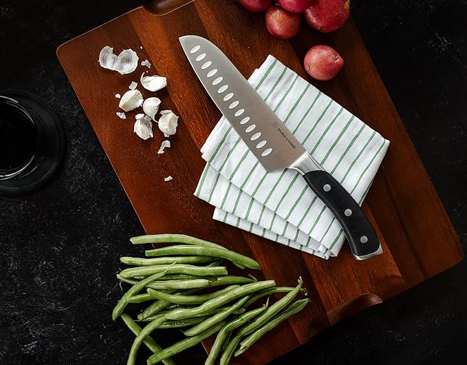 7-Inch Santoku Knife – Ultra-Sharp German High Carbon Stainless Steel, Full Tang, Ergonomic Handle, Multipurpose Kitchen Knife for Chopping, Slicing, and Dicing, Black