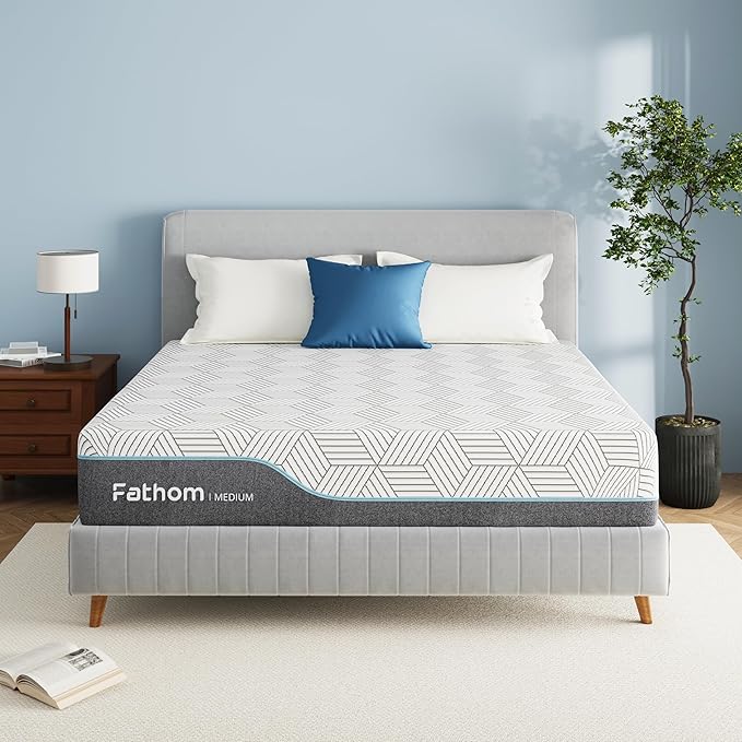 FATHOM Medium King Mattress 10 Inch Memory Foam Mattress King Size Bed in a Box for Back Pain Relief and Cool Sleep with Gel Foam and Removeable Fiberglass Free Cover, CertiPUR-US Certified