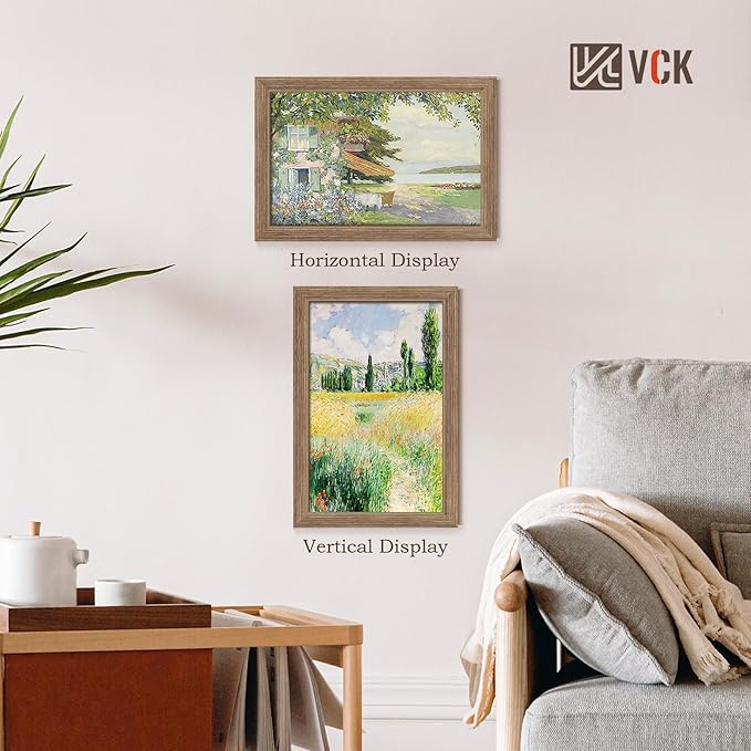 VCK 11x17 Picture Frame Set of 4 - Walnut, Gallery-Quality Wood Poster Frames, 1.1-Inch Wide Border, Polished Plexiglass, Vertical or Horizontal Wall Display for Photo/Art/Prints, Walnut