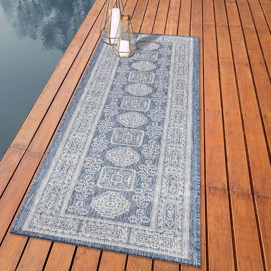 Keen Home Design Terrace Outdoor Runner Rug - 2x8 Washable Indoor/Outdoor Rug for Patio, Kitchen, Balcony, Beach, Garden, Deck and Porch, Size: 2'2"x7'7"