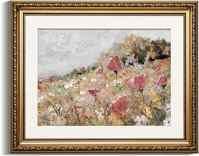 VIYYIEA Gold Framed Wall Art Canvas Print Home Decor Flower Art Vintage Botanical Print Rustic Farmhouse Wall Decor Mid Century Modern Art Coastal Print Floral Room Decor Wall Pictures Bedroom 13x16in