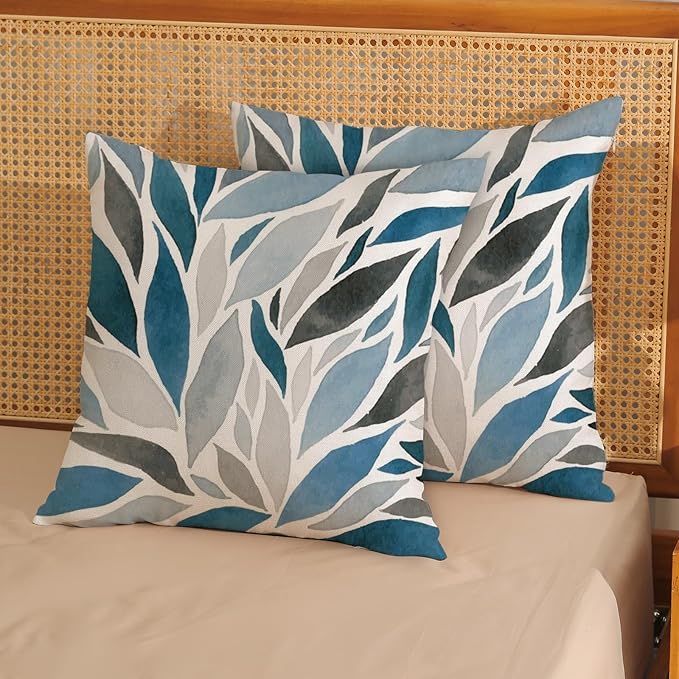 Boho Pillow Covers 18x18 Set of Geometric Navy Blue Pattern Throw Pillow Covers Outdoor Decoration Bohemian Modern Abstract Decorative Pillowcase Farmhouse Cushion Cover for Home Sofa