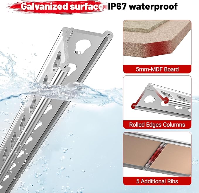 REIBII 2020LBS Garage Shelving Heavy Duty Metal Shelving 5 Tier Storage Shelves, Metal Shelves for Warehouse Basement, Easy Assembly, 72" H x 35.55" W x 16" D, Galvanized, 3 Pack